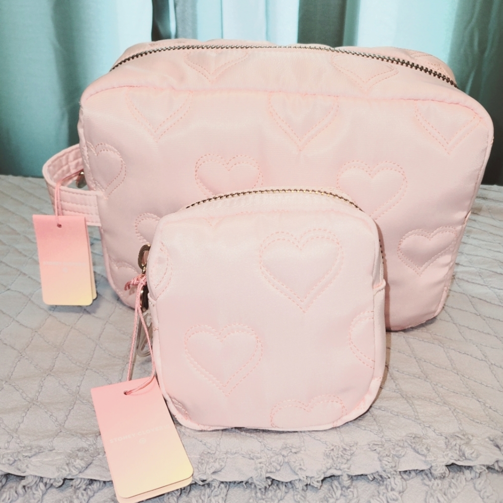 Stoney Clover Lane X Target quilted hearts square & large pouch set NWT